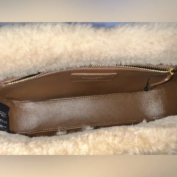 YSL Yves Saint Laurent Le 5 A 7 Sherpa Suede Hobo Shoulder Bag Handbag Purse - Picture 4 of 9